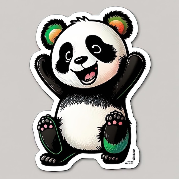 Una pegatina de panda que tiene la palabra panda en ella