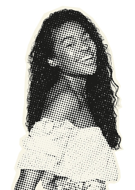 Pegatina Png de mujer afroamericana con diseño de medio tono de fondo transparente