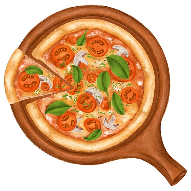 Pegatina png de pizza vegetariana Ilustración de comida italiana Con fondo transparente