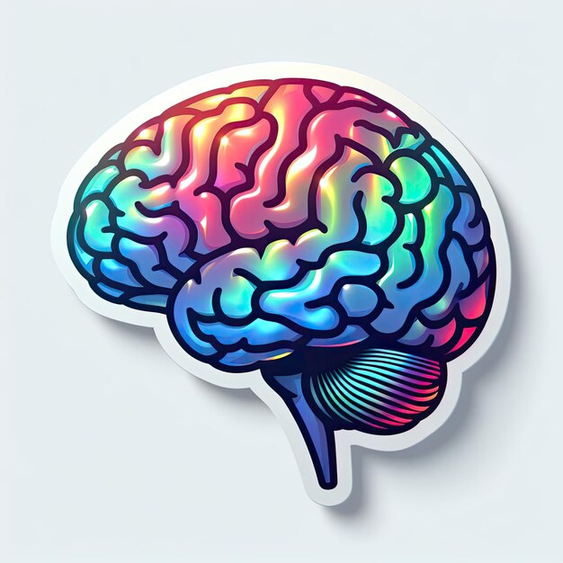 pegatina de una representación estilizada colorida del cerebro humano