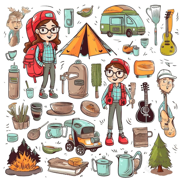 Pegatinas vectoriales temáticas de vacaciones de invierno Varios elementos