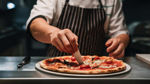 Pegue a sua encomenda foto de perto homem trabalho com pizza