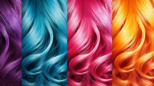 Foto peinado de moda con rizos multicolores