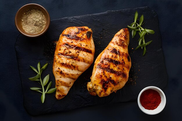 Foto peitos de frango grelhados com especiarias e temperos deliciosos