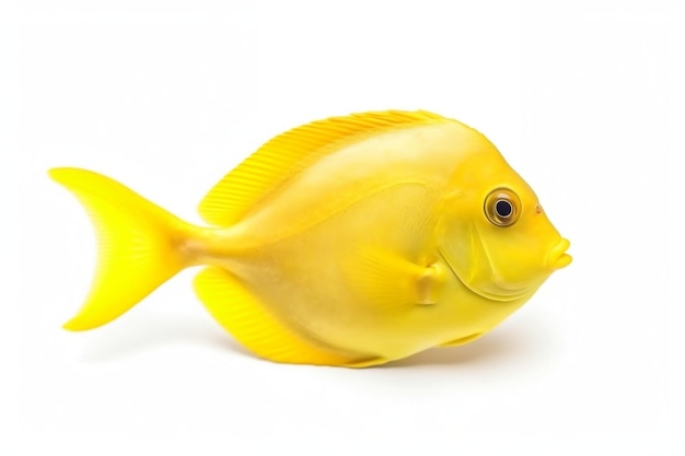 Peixe Amarelo Tang em fundo branco AI
