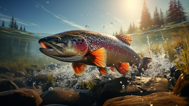 Peixe arco-íris na água Generative Ai