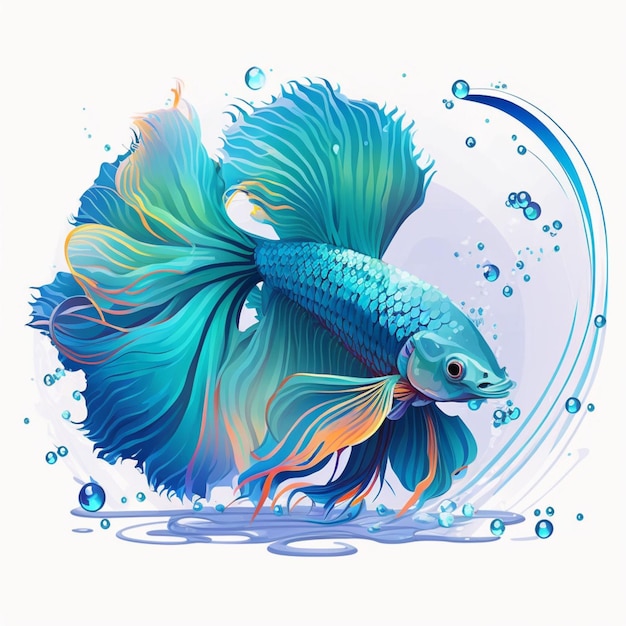 Peixe betta azul na água