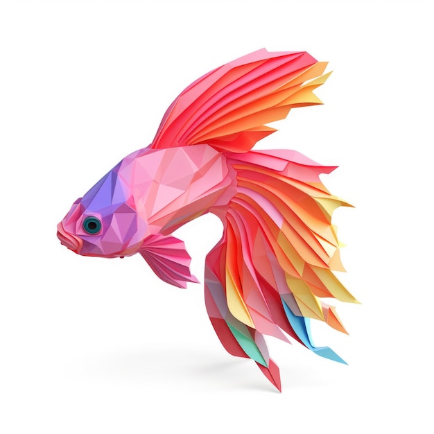 Peixe Betta origami isolado em fundo branco