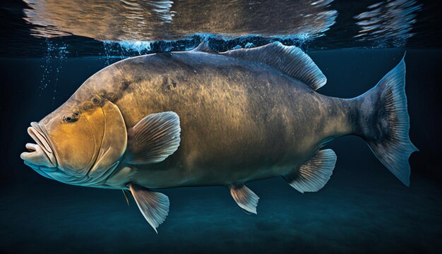 Foto peixe búfalo de boca pequena pescando planeta ilustração imagem ai gerada arte