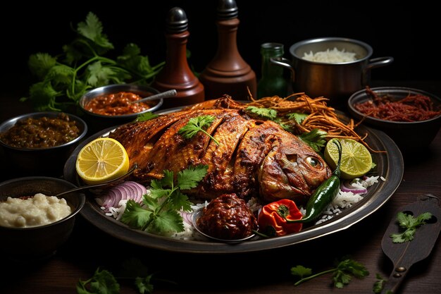 Foto peixe com curry de pomfret tradição de goa