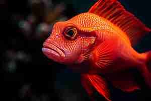 Foto peixe com escamas vermelhas brilhantes