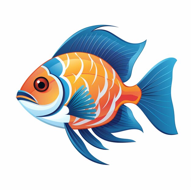 Peixe de água salgada colorido vetor de peixe morto amarelo e azul peixe de agua salgada gráfico vetor guppy