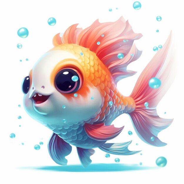 peixe de desenho animado com grandes olhos e um grande sorriso no rosto generativo ai