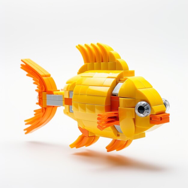 Peixe de Lego com corpo inteiro isolado em fundo branco