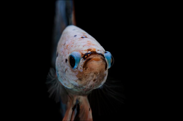Foto peixe de luta siamês peixe colorido em um fundo preto betta meia lua