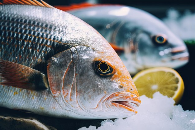 Peixe delicioso de perto no mercado