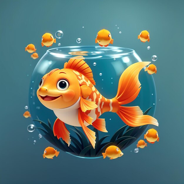 Peixe-dourado bonito nadando ícone de desenho animado vetorial ilustração ícone de natureza animal conceito isolado plano