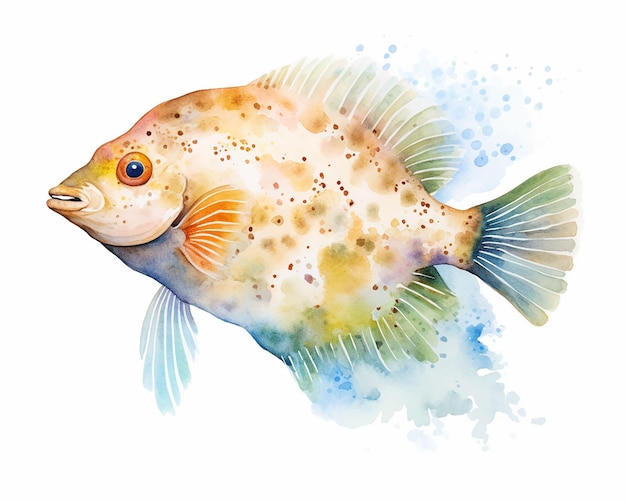 Peixe dourado chinês japonês aquarela mundo subaquático esboço rápido ouriço pintura a cores
