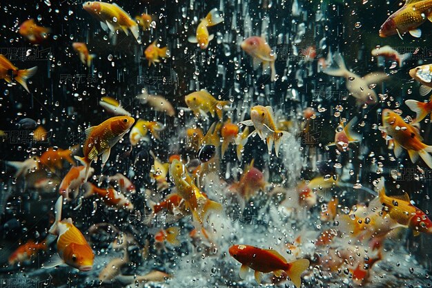 Foto peixe dourado na parede preta