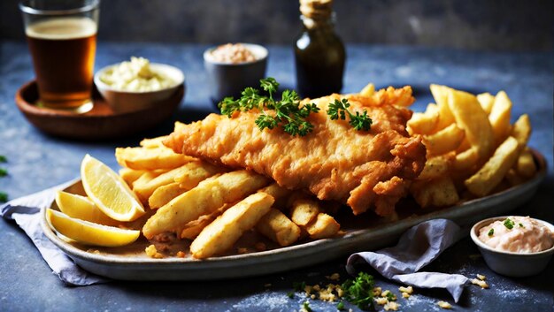 Peixe e batatas fritas britânico