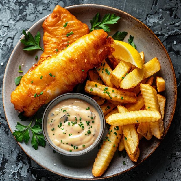 Peixe e batatas fritas