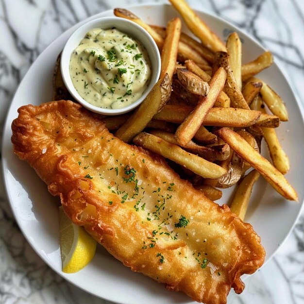 Peixe e batatas fritas