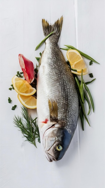 Peixe fresco em branco