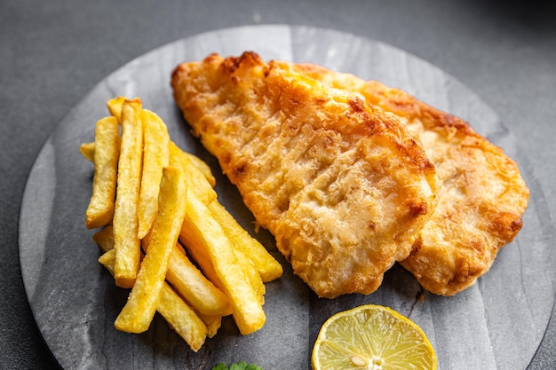 peixe frito e batatas fritas batatas fritas fast food refeição comida lanche na mesa cópia espaço comida