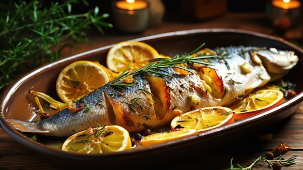 peixe grelhado com limão e salada