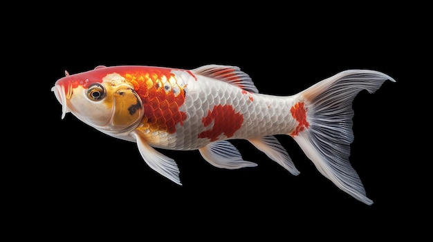 Peixe koi peixe koi fundo animal branco dourado carpa colorido vermelho Generative AI