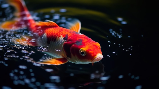 Peixe koi vermelho na água Peixe lindo com olhos laranjas