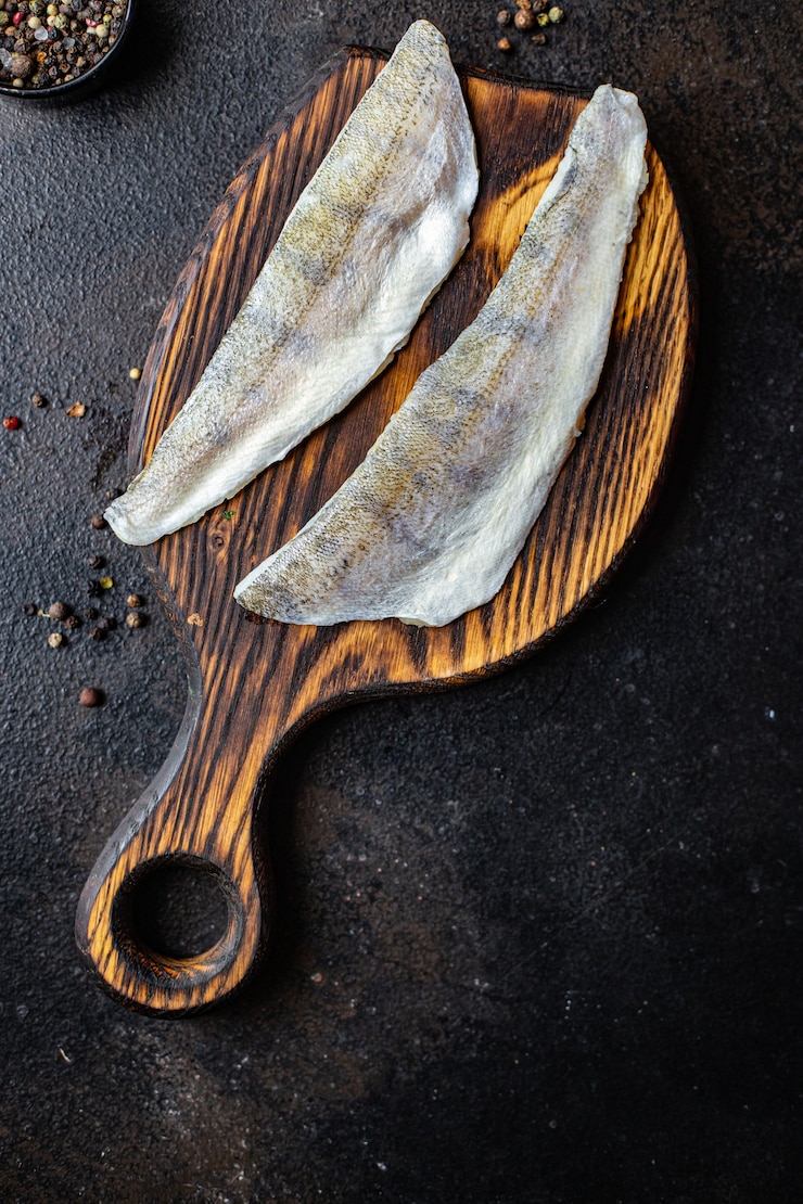 Foto peixe lúcio poleiro frutos do mar fresco cru produto orgânico pescada refeição lanche cópia espaço alimentos fundo