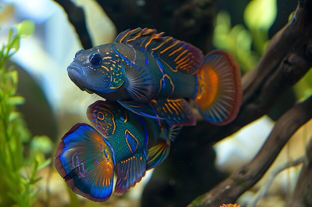 Peixe mandarim de cores bonitas peixe mandarim lutando peixe mandarin peixe closeup mandarinismo ou mandarim