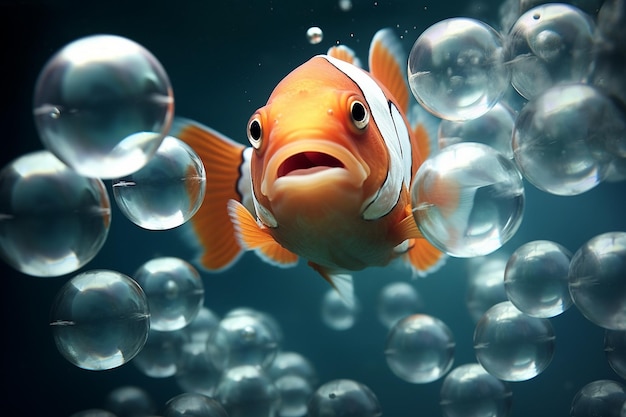 Foto peixe-palhaço debaixo d'água em close