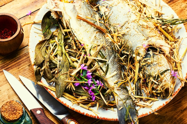 Peixe robalo assado no forno