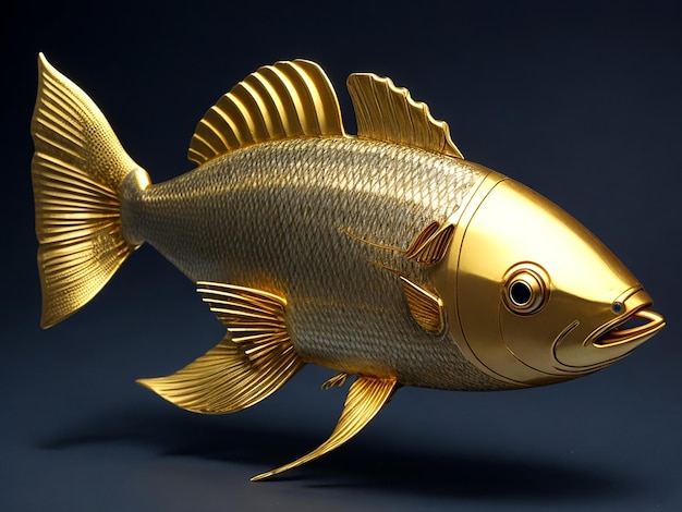 Peixe robótico com ouro e ferro
