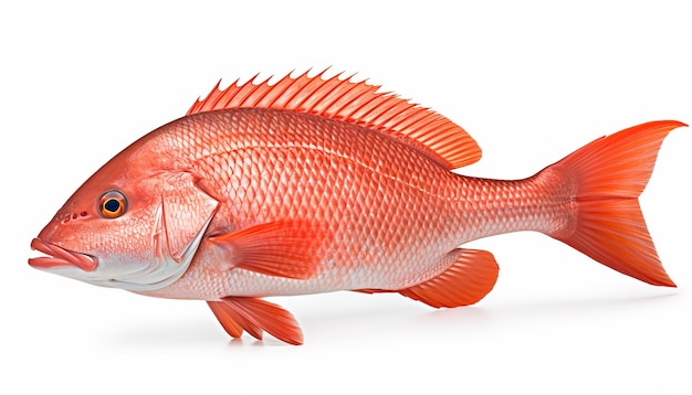 Peixe Snapper Vermelho Isolado em Fundo Branco gerado por IA