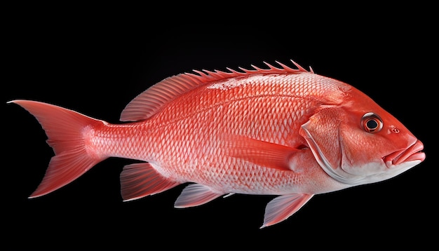 Peixe Snapper Vermelho Isolado em Fundo Branco gerado por IA