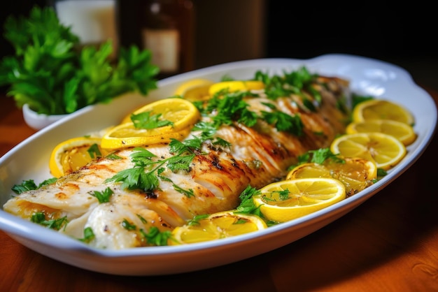 Peixe tilapia assado com alho e limão