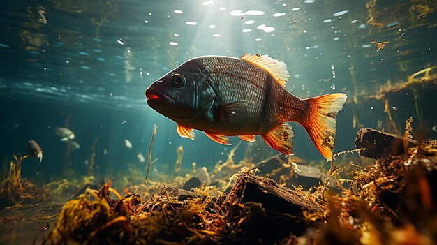 Foto peixe vermelho em aquário