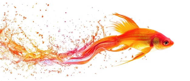 Foto peixes aquáticos vibrantes saltando graciosamente e criando um splash isolado em branco