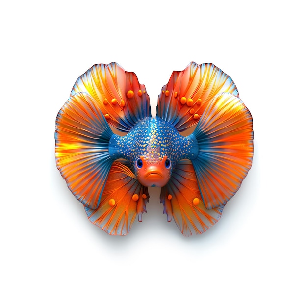 Foto peixes azuis e laranjas em fundo branco
