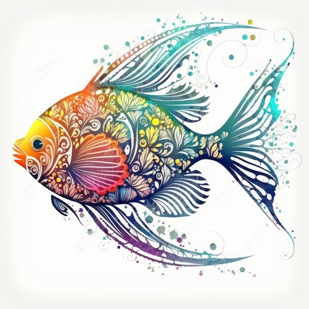 Peixes coloridos em um fundo branco, vetor, peixe, peixe, aquarela png e vetor