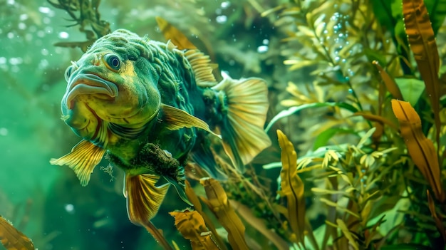 Peixes coloridos nadando no habitat aquático
