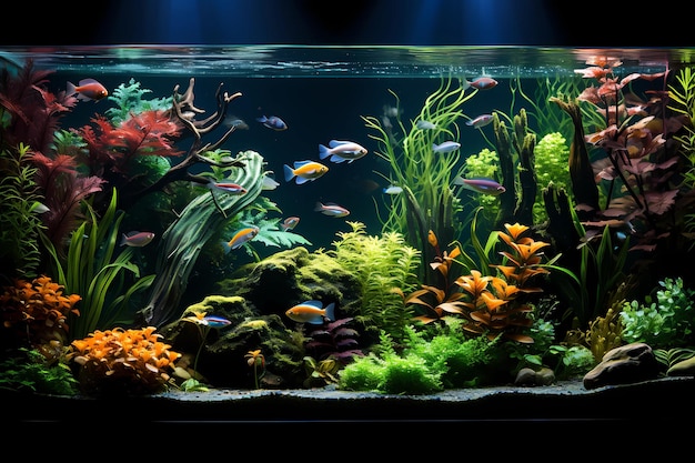 Peixes coloridos no aquário