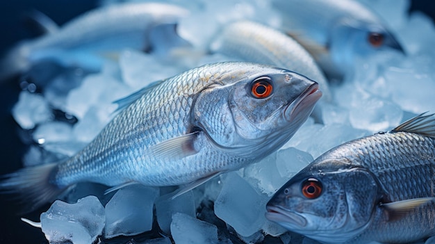 peixes congelados no gelo AI gerador