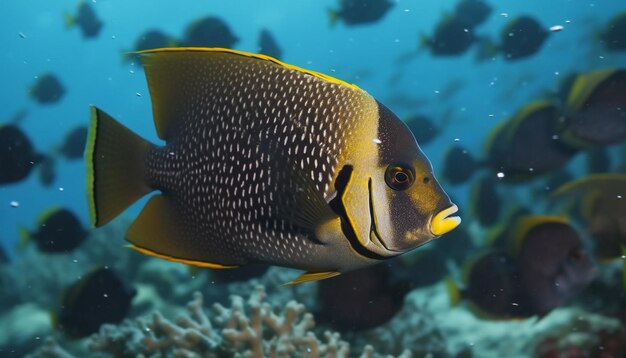 Peixes-palhaço coloridos nadam na beleza natural do recife debaixo d'água gerada por IA