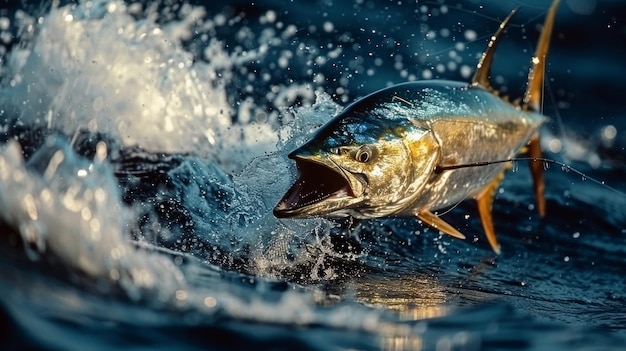 Peixes saltando da água