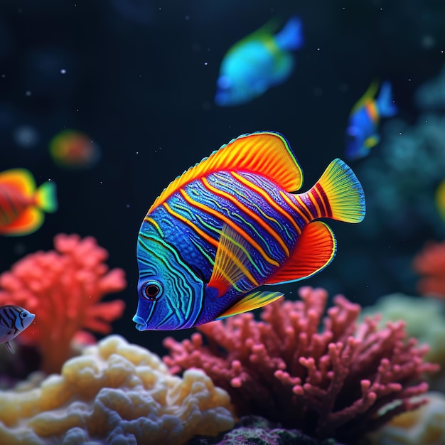 peixes tropicais a nadar debaixo d'água