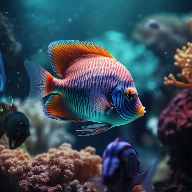 peixes tropicais a nadar debaixo d'água